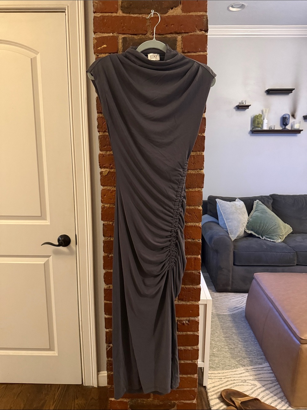 Jason Wu Charcoal Gray Draped Maxi Dress